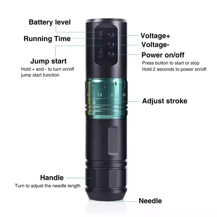 Spark Factory Wholesale Customized Adjustable Stroke 1600mAh Battery Tattoo Gun Wireless Tattoo Machine