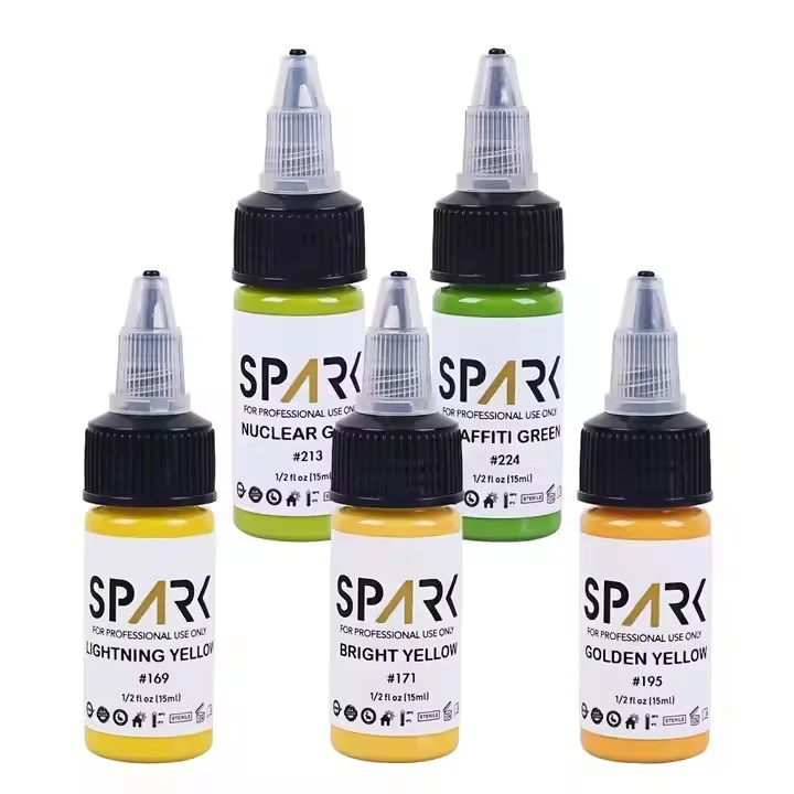 Spark Wholesale Customized 0.5 OZ 15 ML Non-toxic PMU Vegan Temporary Cosmetic Professional Oil Based Tattoo Ink