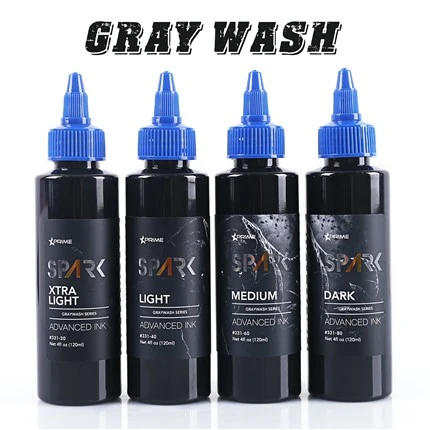 Набор чернил для татуировки Spark Greywash - 4 в бутылочке на унцию